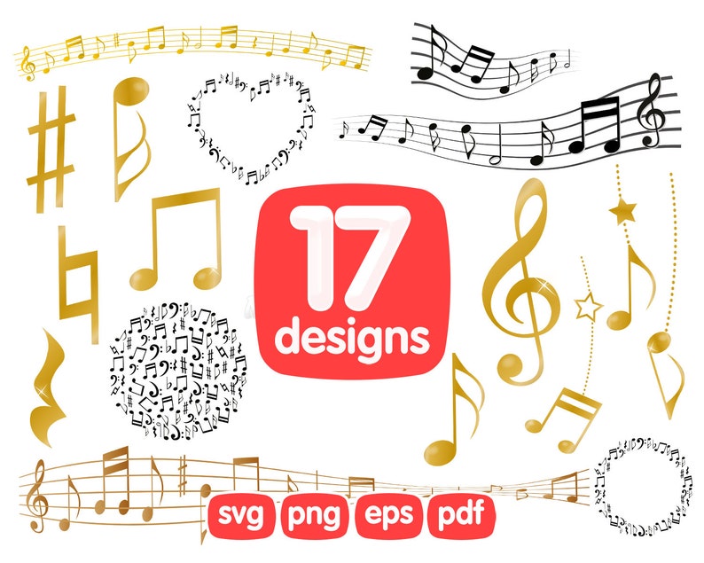 MUSICAL SCORE CLIPART Svg Files Music Quotes Svg Electric Etsy