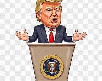 ドナルド・トランプの似顔絵がスピーチをする PNG - Etsy 日本