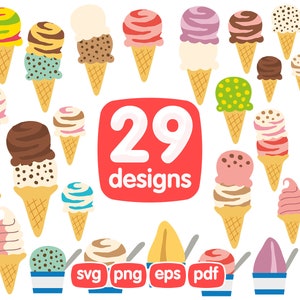 29 Ice Cream Clipart Bundle, Dessert Clipart, Summer Clipart, Ice Cream Png, Svg, Ice Cream Cricut, Ice Cream Images, Ice Cream Printable