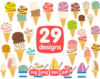 29 Ice Cream Clipart Bundle, Dessert Clipart, Summer Clipart, Ice Cream Png, Svg, Ice Cream Cricut, Ice Cream Images, Ice Cream Printable