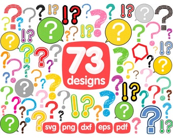73 Question Mark Clipart Bundle, Png, Svg, Cricut, Images, Printable, Digital, Illustration, Graphics, Icons, Sublimation, Pattern, Print