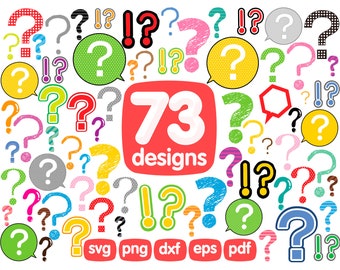 73 Question Mark Clipart Bundle, Png, Svg, Cricut, Images, Printable, Digital, Illustration, Graphics, Icons, Sublimation, Pattern, Print