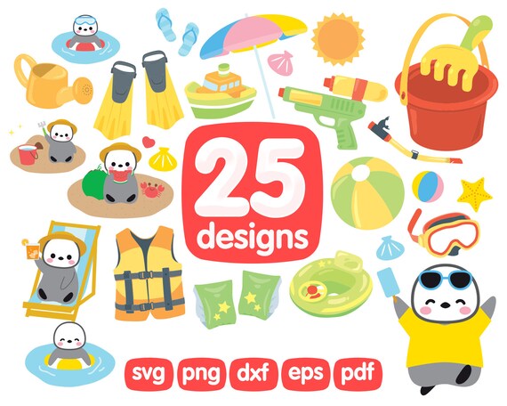 Download Beach Clipart Png Image Bundle Summer Clipart Vacation Etsy