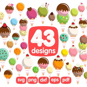 43 Ice Cream Clipart Bundle, Ice Cream Clipart, Ice Cream Cone Svg, Ice Cream Cut file, Desserts Clipart