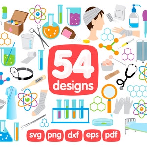 54 Medical Clipart Bundle, Since Clipart, DNA Clipart, Atom Clipart, Thermometer,  Molecule, Chemistry, Physics,