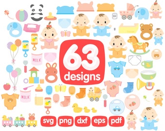 63 Baby Clipart Bundel, Baby Douche Clipart, Baby Meisje Clipart, Baby Boyl Clipart, Pasgeboren Clipart, Cute Baby Clipart, Nieuwe Baby Clipart