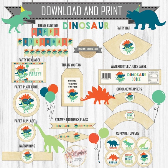 DINOSAUR PARTY PRINTABLES Dinosaur Party Decorations Party | Etsy