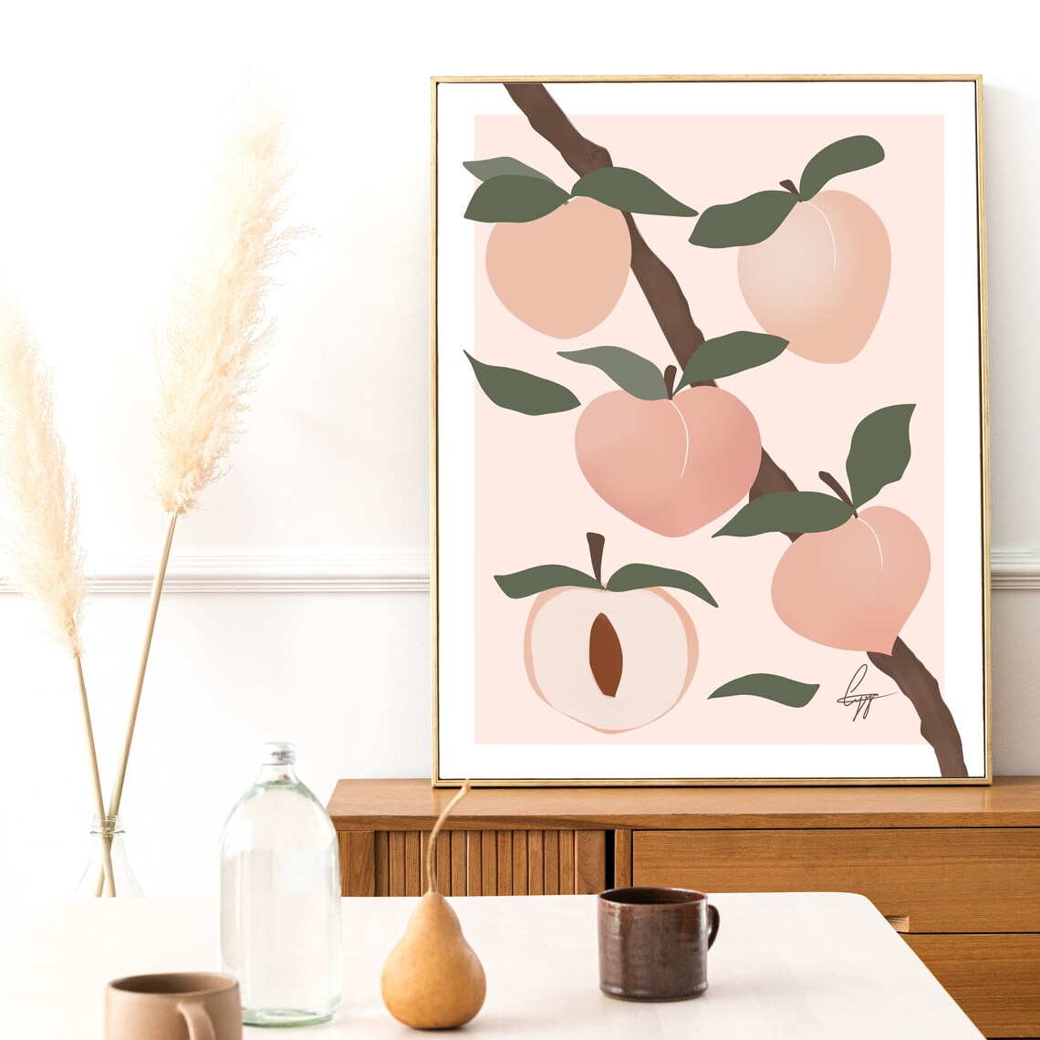Peach Wall Art Print Just Peachy Peaches and Nectarine Fruit Etsy