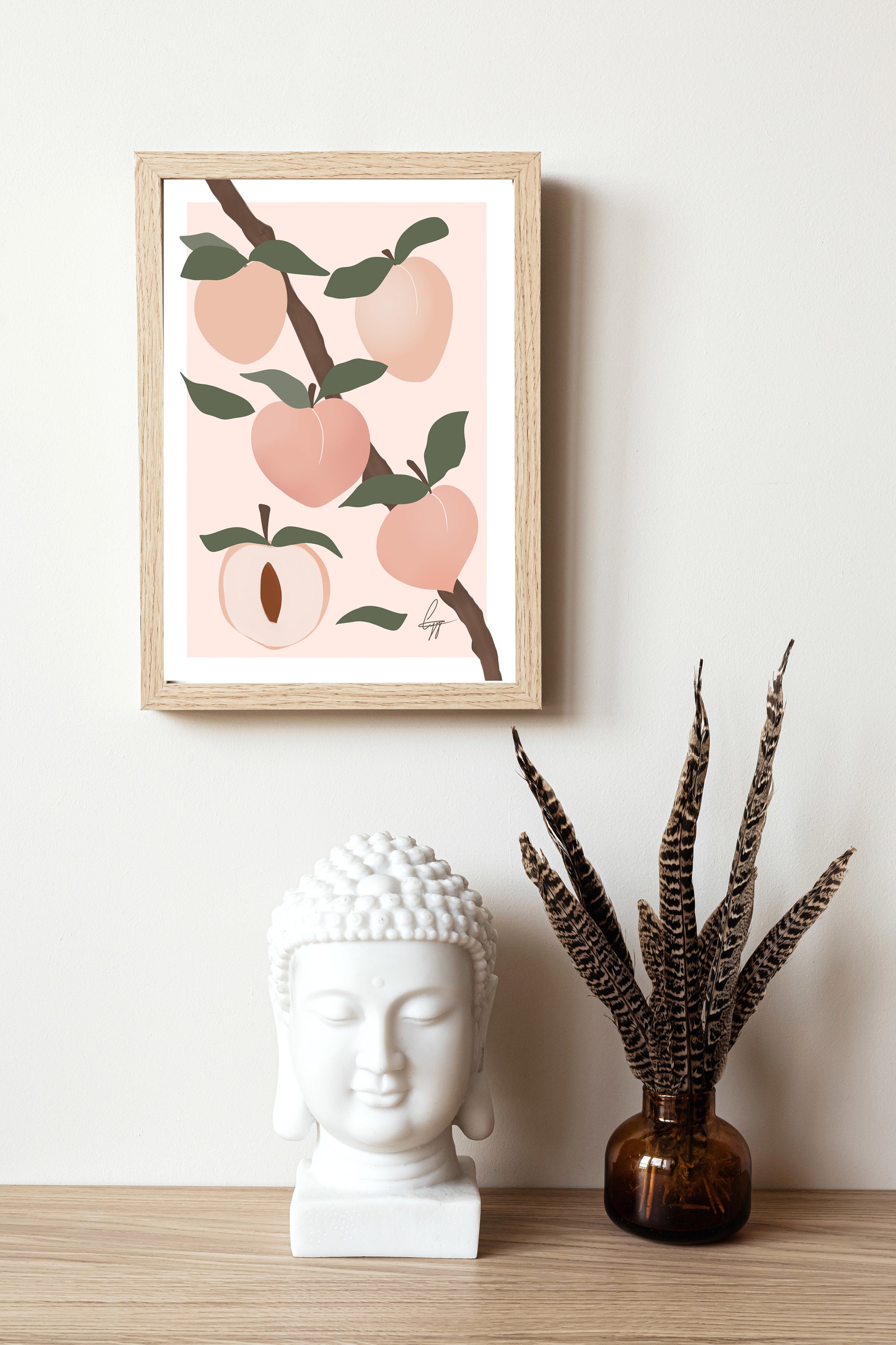 Peach Wall Art Print Just Peachy Peaches and Nectarine Fruit Etsy