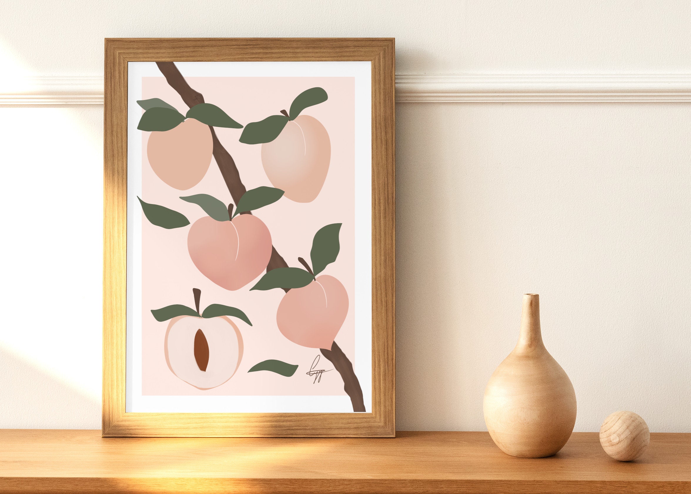 Peach Wall Art Print Just Peachy Peaches and Nectarine Fruit Etsy