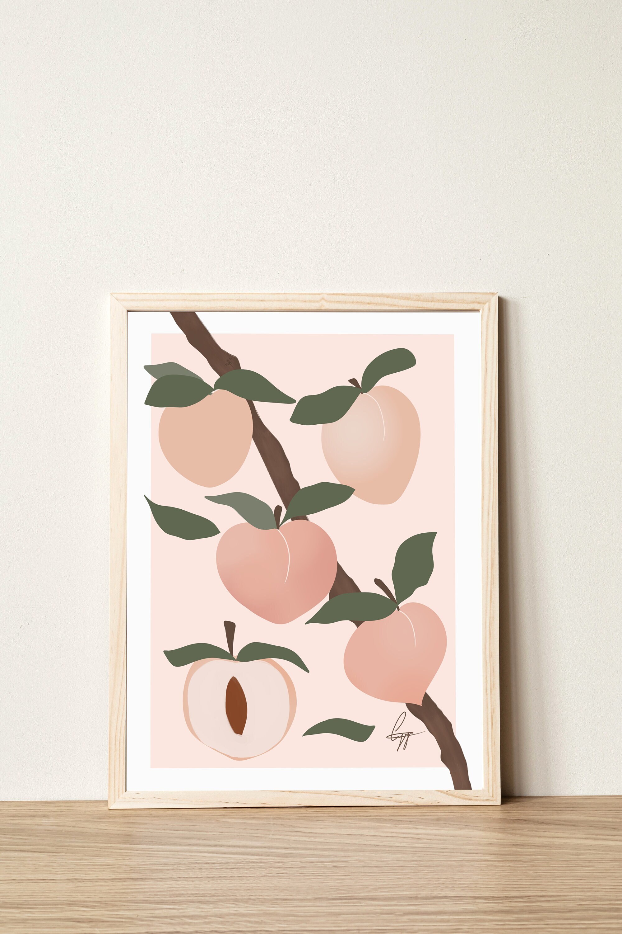 Peach Wall Art Print Just Peachy Peaches and Nectarine Fruit Etsy