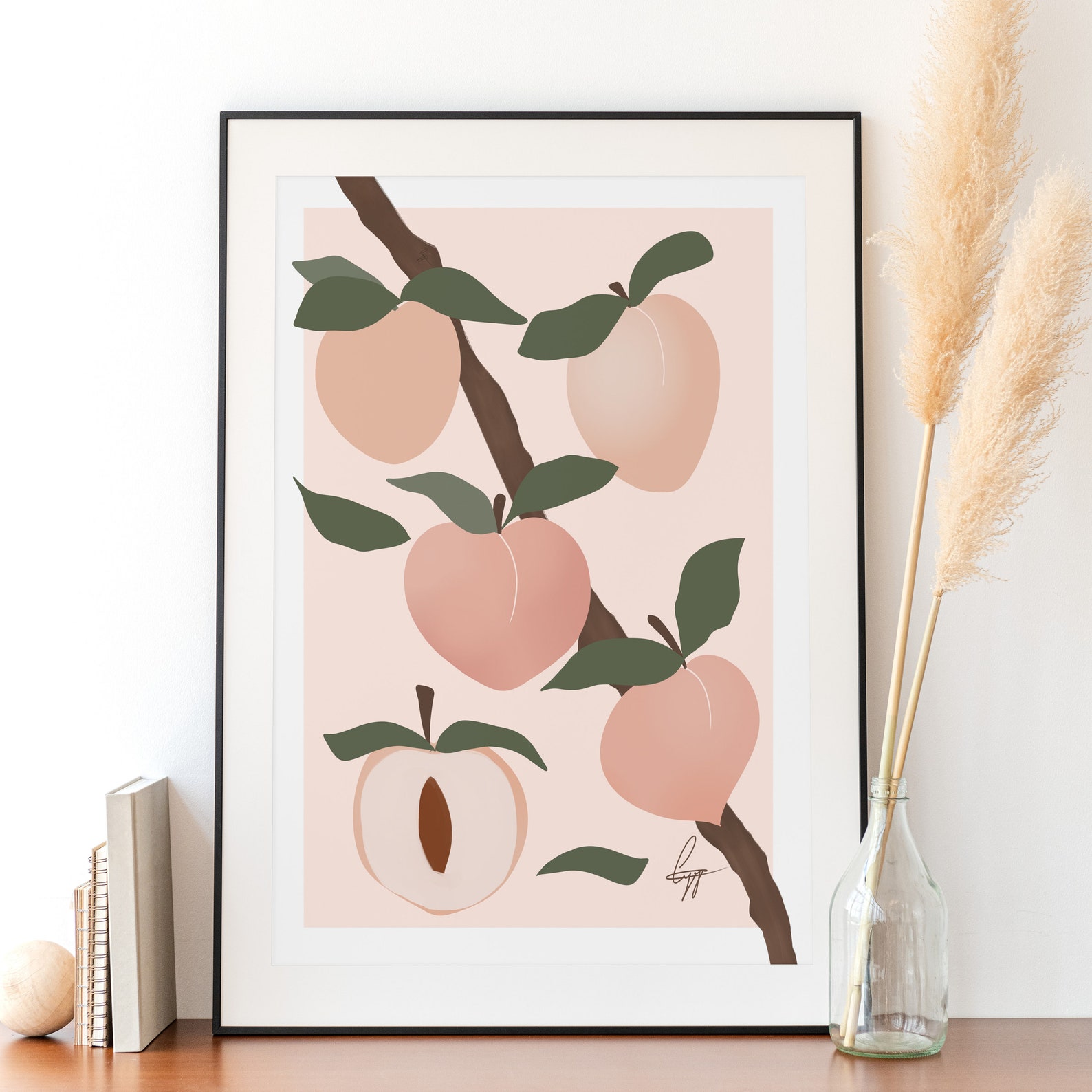 Peach Wall Art Print Just Peachy Peaches and Nectarine Fruit Etsy