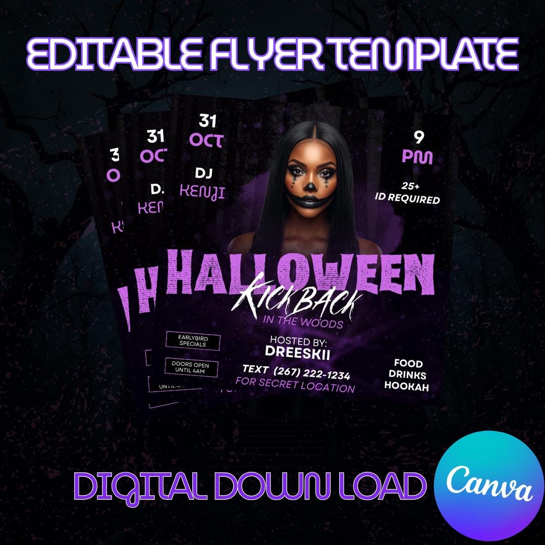 Halloween Party Flyer Template | Editable Canva Flyer | Halloween ...