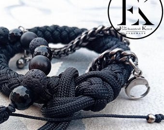 Stackable surf bracelet for men, natural wood and gemstones beaded bracelet for women men, healing protection handmade stretch bracelet.