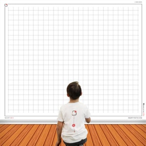 GRAPH 2 Inch Grid (58x48) Dry Erase Without A Trace Glueless Transparent Flexiboard Reusable Thick Any Surface Made in USA
