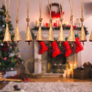 Rustic Christmas Bells: Handmade Iron Cow Bell with Jute Rope