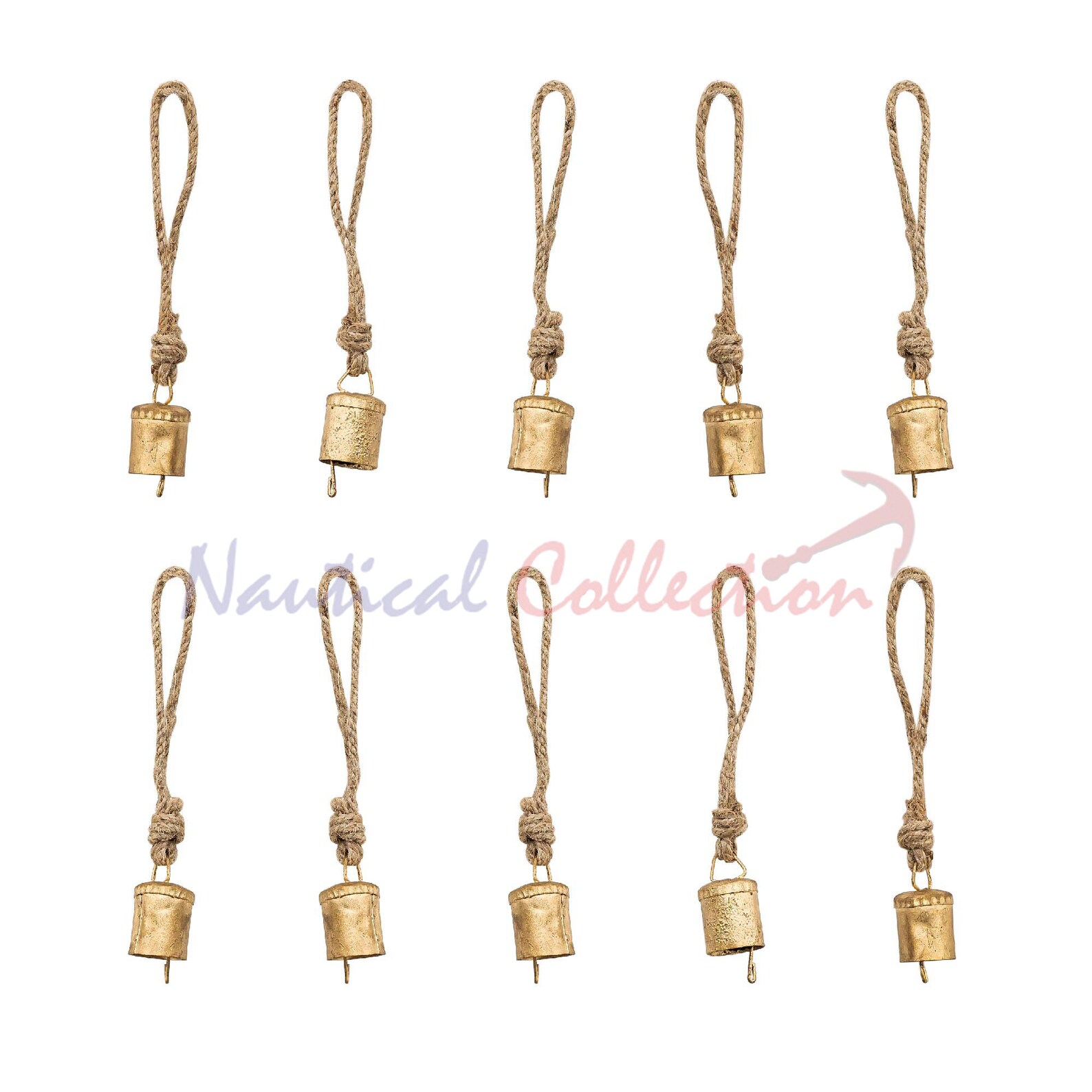 Rustic Christmas Cow Bells: Handmade Iron Jute Rope Hanging Decoration ...