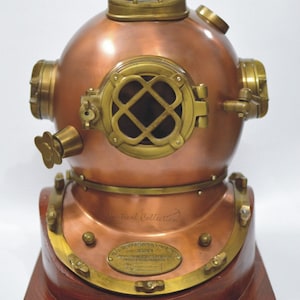 Decorative Diving Helmet: Antique Copper & Brass US Navy Mark V Replica