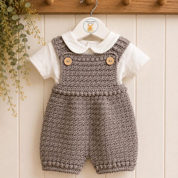 Baby Romper Crochet Pattern PDF | Newborn–24 Months | Unisex