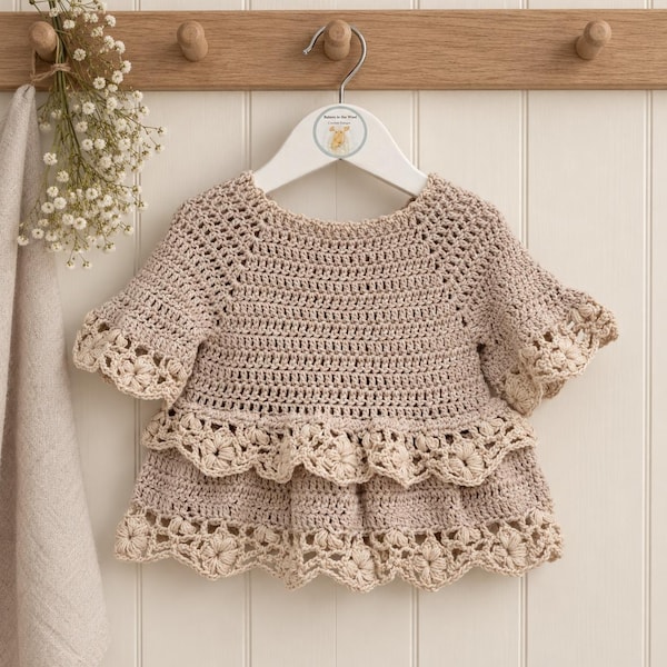 Molde de crochê para blusa de bebê ou menina em PDF | Recém-nascido a 10 anos