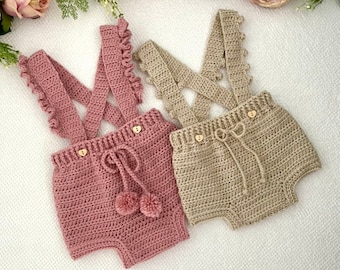 Patrón de crochet para pantalones cortos/bombachos para bebés - Recién nacidos a 24 meses