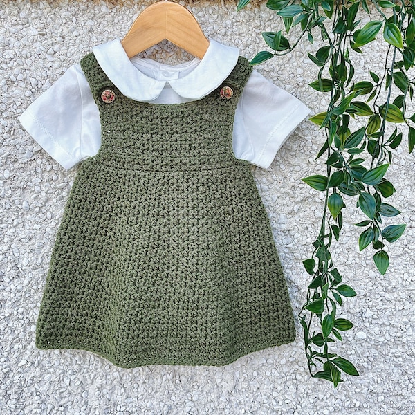 Patrón de Ganchillo Vestido/Pichi para Bebé - Recién Nacida a 3 Años