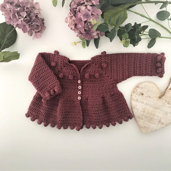 Crochet Pattern Baby or Girls Cardigan - Newborn to 7 years