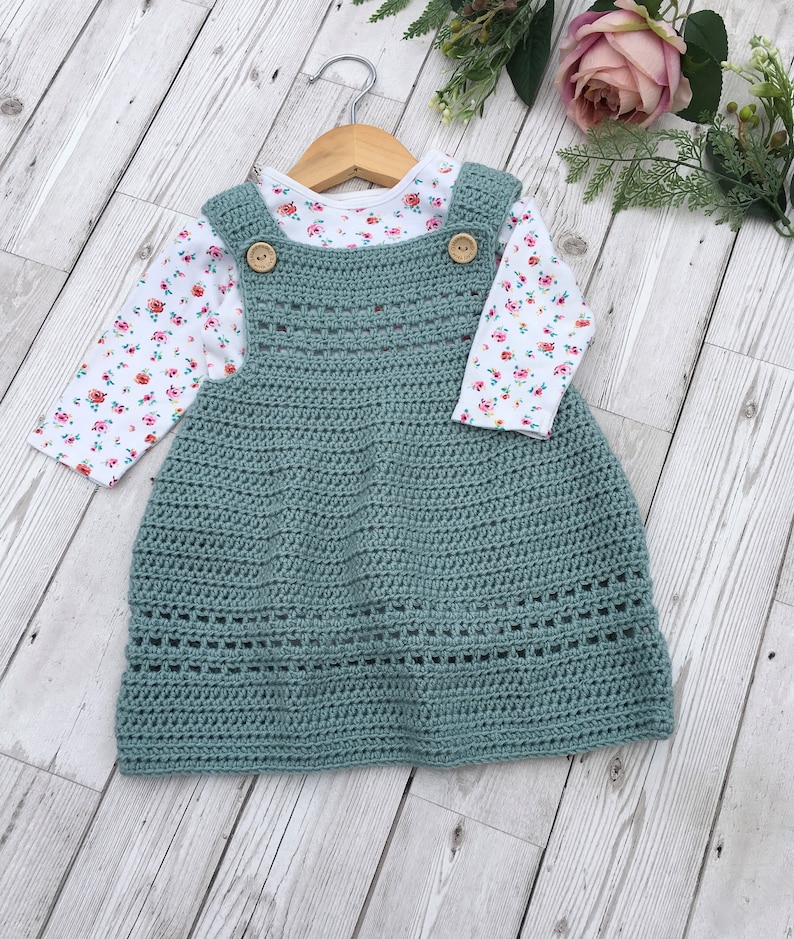 Crochet Pattern Baby Dress / Pinafore Newborn to 36 months image 9