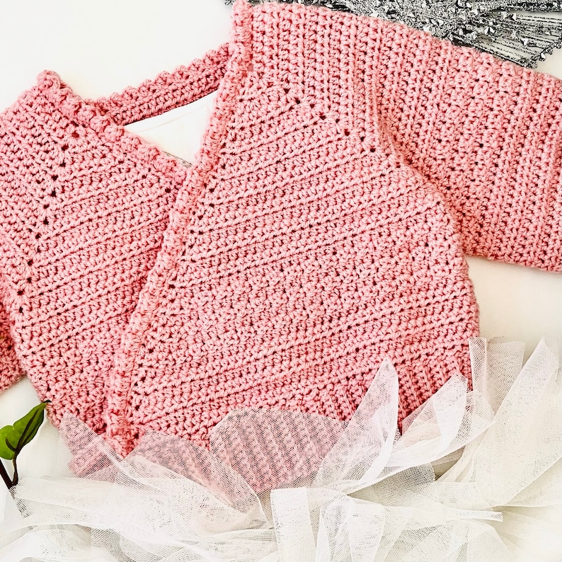 Crochet Pattern Baby or Girls Ballet Cardigan 6 months to 6 years image 4