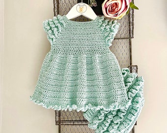 Robe / haut au crochet pour bébé - 0-3 mois à 5-6 ans Modèle gratuit pour le bloomer au crochet