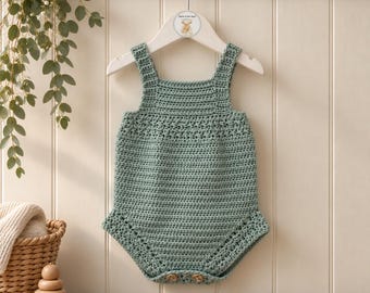 Baby Romper Crochet Pattern PDF | Newborn–18 Months | Unisex