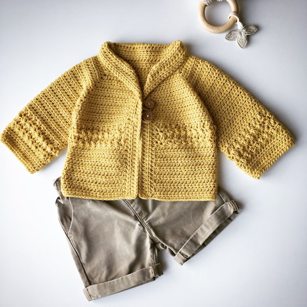 Patrón de crochet Cardigan para bebé - Recién nacido a 24 meses