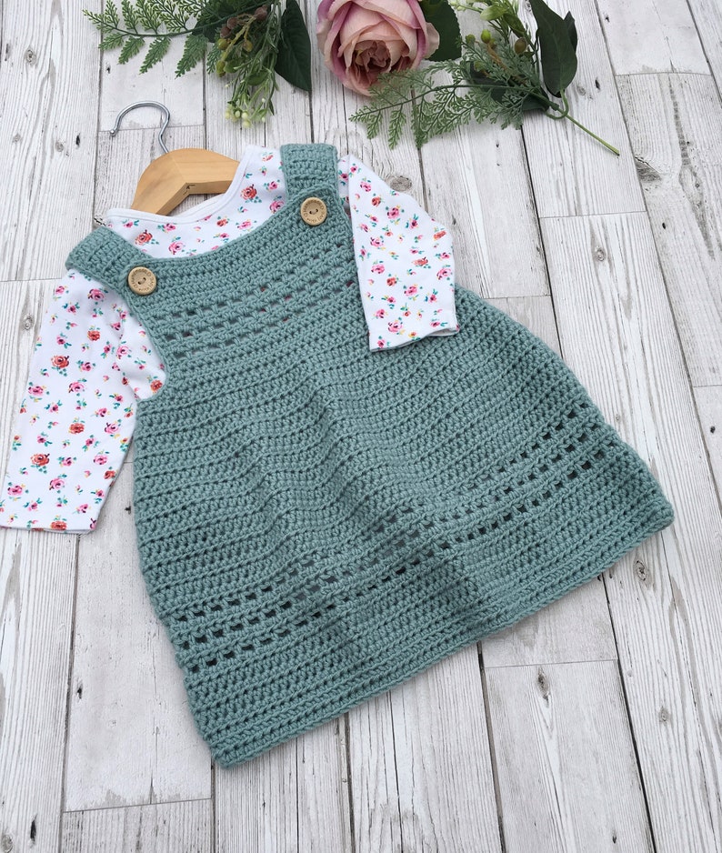 Crochet Pattern Baby Dress / Pinafore Newborn to 36 months image 1