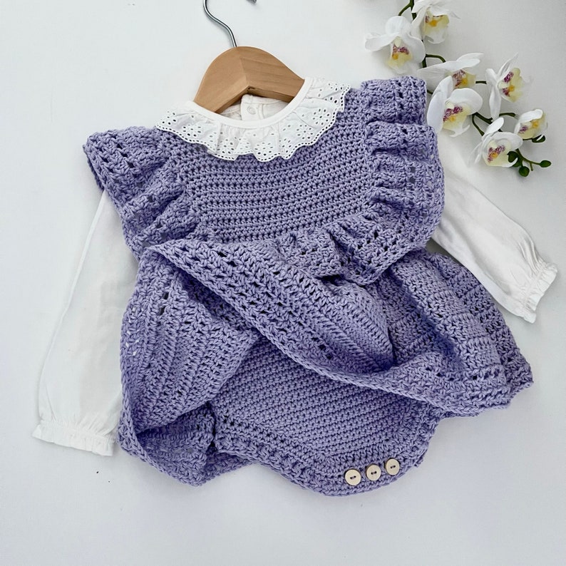 Crochet Pattern Baby Romper Newborn to 36 months image 5