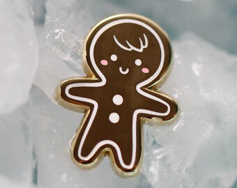 Little gingerbread man enamel pin or muffin man cute Christmas cookie