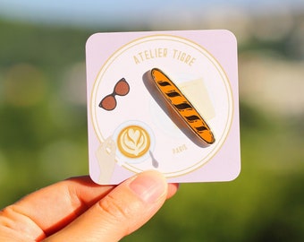 Pin's émaillé baguette de pain de boulangerie française