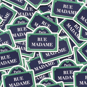 Thick and resistant matte vinyl sticker french parisian street sign rue Madame for exterior or customizing objects image 3