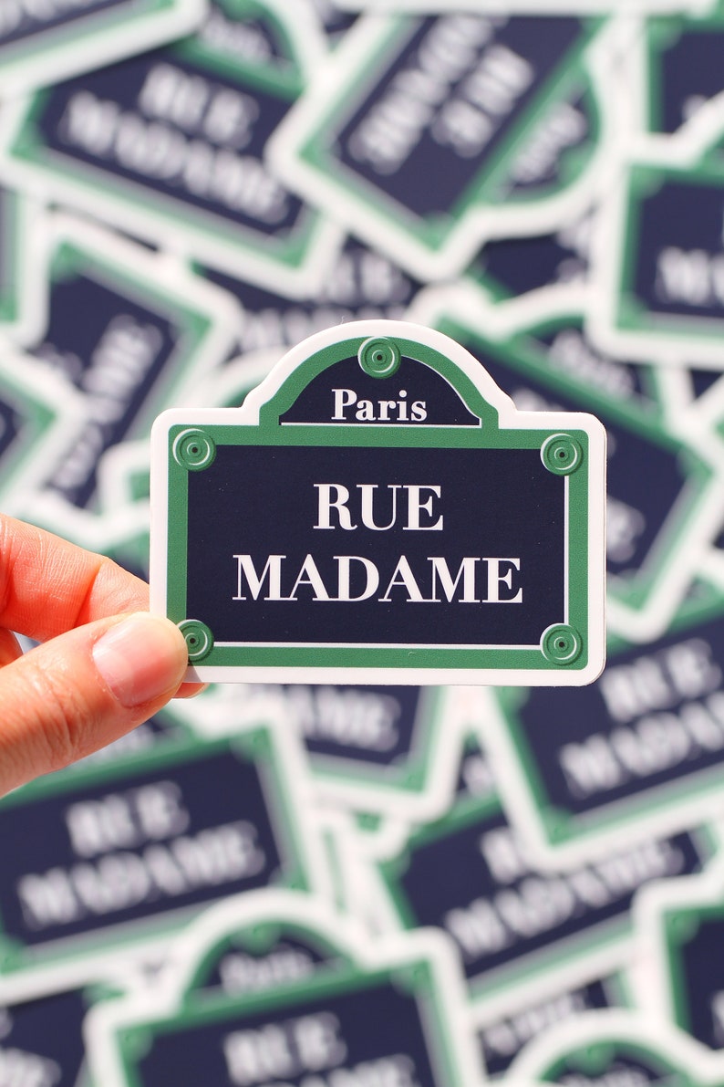 Thick and resistant matte vinyl sticker french parisian street sign rue Madame for exterior or customizing objects image 4