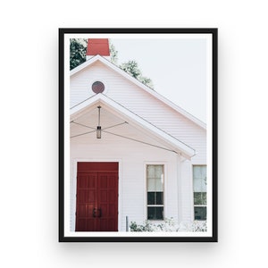 Texas Wall Print, Door Wall Art, Red Door, Home Decor, Black and White, Minimalist, Boho Decor, Vintage Decor, Vertical, St. Edwards