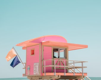 Pink Wall Print, Beach Wall Print, Travel Print, Girl's Room, Home Decor, Miami Beach, Pink Travel Print, Pink Wall Art, Pastel, Beach Decor