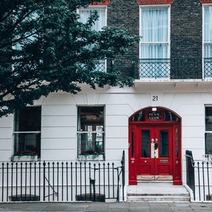 Red Door, London England, London Photography, London Wall Art, Door Print, London Aesthetic, Home Decor, Europe Travel Print, Gift for Her
