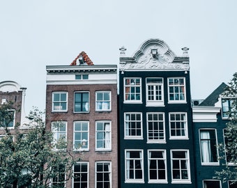 Amsterdam, Fotografia, Canal Row Houses, Olanda Immagine, Amsterdam Stampa, Amsterdam Wall Art, Albero, Stile Europeo, Home Decor, Regalo