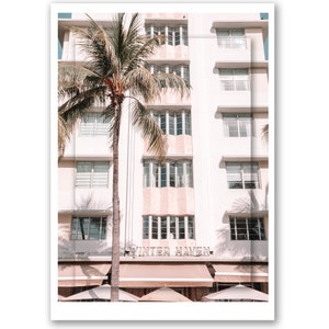 Winter Haven Hotel, Miami, Pink Print, Neon Sign, Pink Art, Palm Tree, Miami Wall Print, Art Deco, South Beach, Travel Print, Pastels