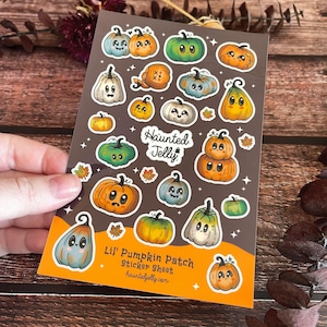 Kürbis Aufnäher Stickerbogen A6 | Niedliche gemütliche Kürbis-Aufkleber Gruselige Planer Aufkleber | Herbst Journal Vinyl Scrapbooking | Halloween Briefpapier