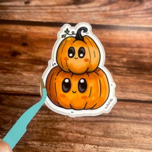 Sticker pile de citrouilles d'automne | Peeling facile | Autocollant mignon d'Halloween | Autocollant en vinyle découpé nature | Papeterie d'automne effrayant Sticker