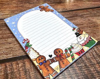 A6 Sweet Christmas Notepad | Cute Cosy festive notebook | winter Writing pad | Santa gift list Journal | merry Stationery, Xmas baking pad
