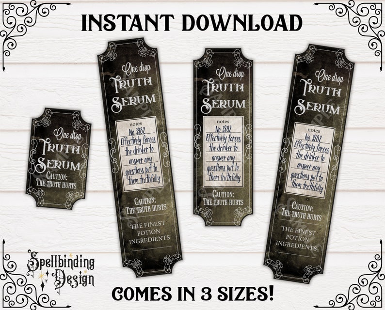 Truth Serum Potion Labels, 3 Sizes, Printable Blank Apothecary Labels ...