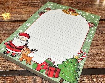 A6 Christmas Notepad | Cute Cosy festive notebook | winter Writing pad | Santa gift list Journal | merry Christmas Stationery, Xmas Notepad
