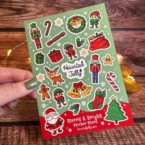 Christmas Sticker Sheet A6 | Cute festive Stickers | Xmas Planner decals | Winter Journal Vinyl Scrapbooking | Christmas Santa Stationery