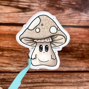 Sticker champignon crème | Peeling facile | Adorable autocollant en vinyle découpé nature champignon | Sticker champignon vénéneux automne - cottagecore
